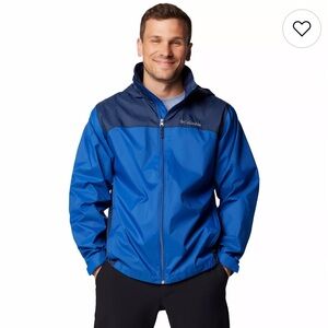 Columbia Glennaker Lake Hooded Rain Jacket Men’s S Blue Lightweight Windbreaker